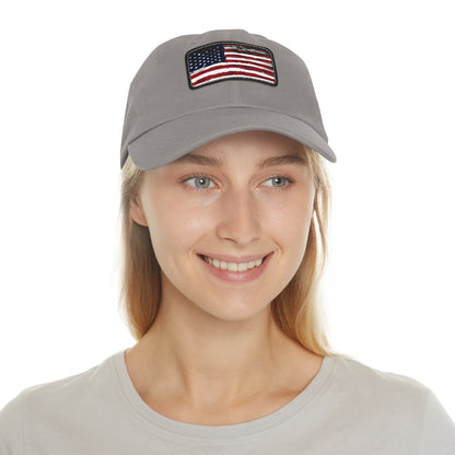 July 4th Dad Hat with Leather Patch Design