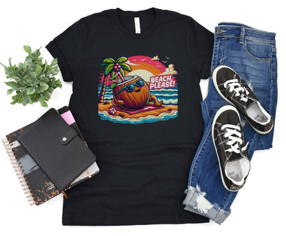 Graphic Summer Suntan "Beach Please" Designed Unisex T-shirts