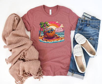 Graphic Summer Suntan "Beach Please" Designed Unisex T-shirts