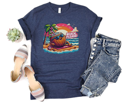 Graphic Summer Suntan "Beach Please" Designed Unisex T-shirts