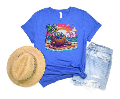 Graphic Summer Suntan "Beach Please" Designed Unisex T-shirts