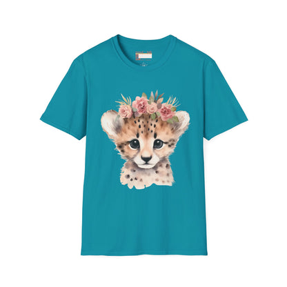 Graphic Animal Designed Leopard Cub Comfort Styled T-shirts