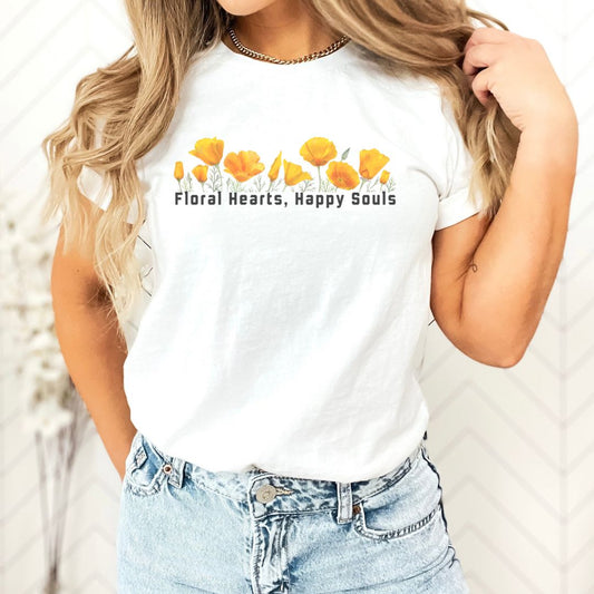 Floral Hearts Happy Soul Graphic Ultimate Comfort Styled Unisex T-shirt