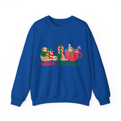 Graphic Designed Holiday Christmas Merry and Bright Unisex Crewneck Sweatshirt
