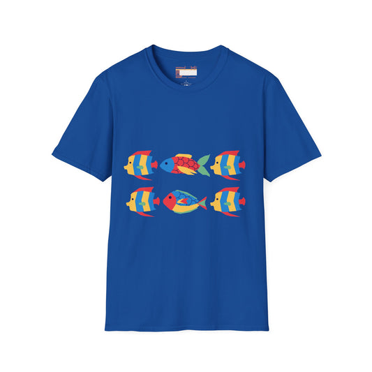 Graphic Designed Comfort Unisex Colored Fish T-shirt