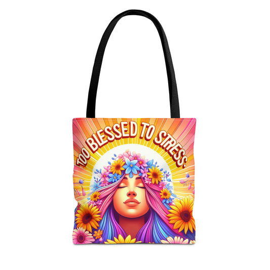 Graphic Too Blessed To Stress Style Tote Bag