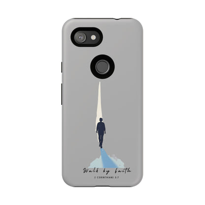 Inspirational Tough Phone Case - "Walk by Faith" Design - Bible Verse Phone Protection