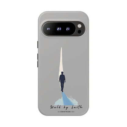 Inspirational Tough Phone Case - "Walk by Faith" Design - Bible Verse Phone Protection