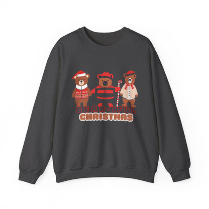 Graphic Designed Holiday Christmas "Bear-iful Christmas"Unisex Crewneck Sweatshirt