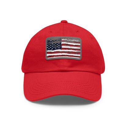 July 4th Dad Hat with Leather Patch Design