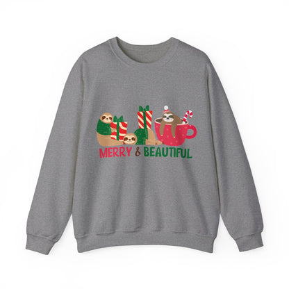 Graphic Designed Holiday Christmas Merry and Bright Unisex Crewneck Sweatshirt