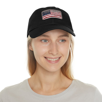 July 4th Dad Hat with Leather Patch Design