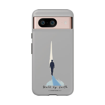 Inspirational Tough Phone Case - "Walk by Faith" Design - Bible Verse Phone Protection