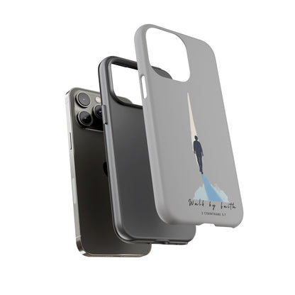 Inspirational Tough Phone Case - "Walk by Faith" Design - Bible Verse Phone Protection