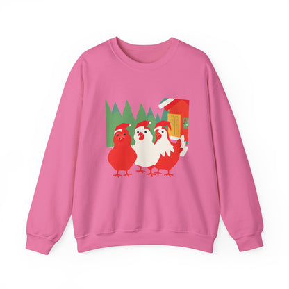Graphic Designed Holiday Christmas Chicken Unisex Crewneck Sweatshirt