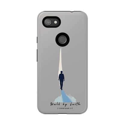 Inspirational Tough Phone Case - "Walk by Faith" Design - Bible Verse Phone Protection