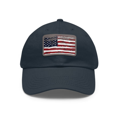 July 4th Dad Hat with Leather Patch Design