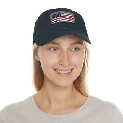 July 4th Dad Hat with Leather Patch Design