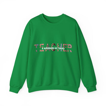 Designed Teacher A Super Hero Graphic Unisex Crewneck Sweatshirt