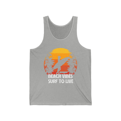Beach Vibe Surf To Live Summer Ultimate Comfort Styled Unisex Tank Top