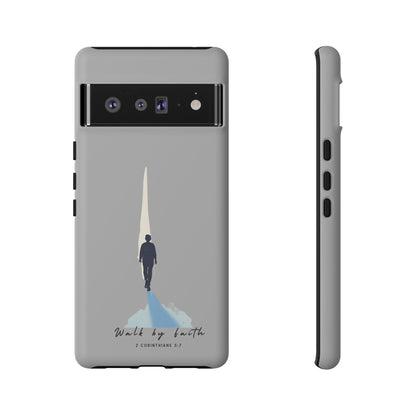 Inspirational Tough Phone Case - "Walk by Faith" Design - Bible Verse Phone Protection