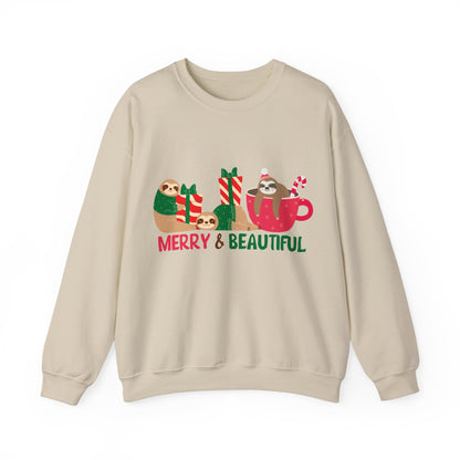 Graphic Designed Holiday Christmas Merry and Bright Unisex Crewneck Sweatshirt