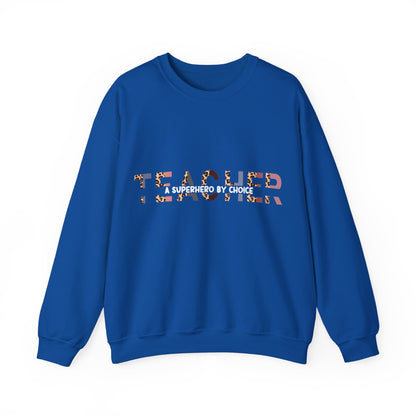 Designed Teacher A Super Hero Graphic Unisex Crewneck Sweatshirt