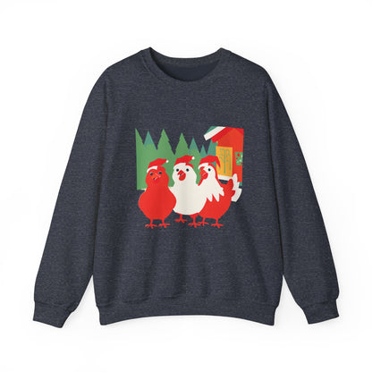Graphic Designed Holiday Christmas Chicken Unisex Crewneck Sweatshirt