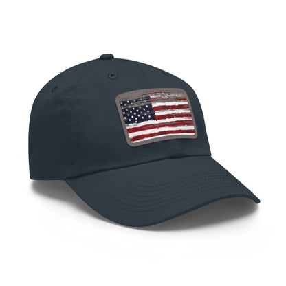 July 4th Dad Hat with Leather Patch Design