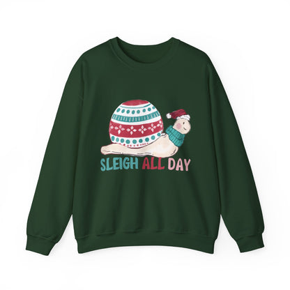 Graphic Designed Holiday Christmas Snowman Sleigh Unisex Crewneck Sweatshirt