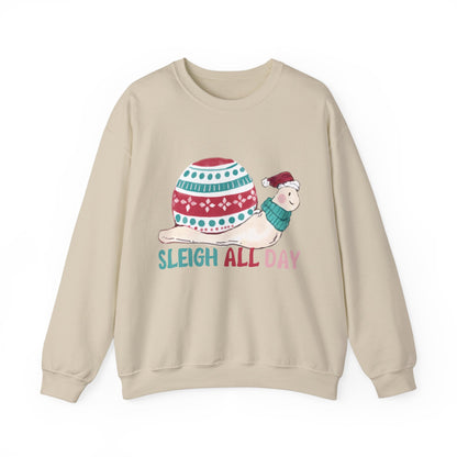 Graphic Designed Holiday Christmas Snowman Sleigh Unisex Crewneck Sweatshirt