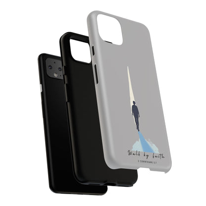 Inspirational Tough Phone Case - "Walk by Faith" Design - Bible Verse Phone Protection