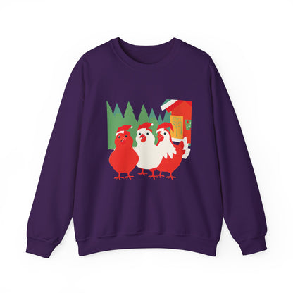 Graphic Designed Holiday Christmas Chicken Unisex Crewneck Sweatshirt