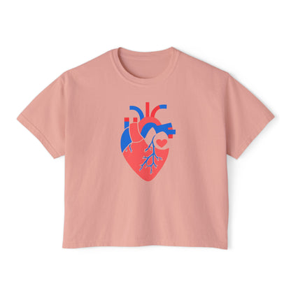 Graphic Heartfelt Women's Boxy Tee - Casual Love Design for Everyday Comfort