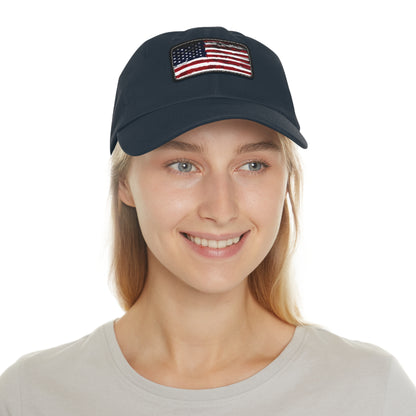 July 4th Dad Hat with Leather Patch Design