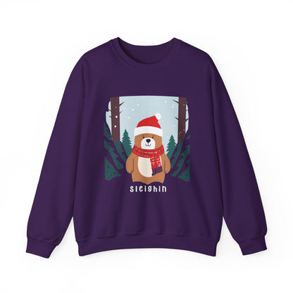 Graphic Designed Holiday Christmas Unisex Crewneck Sleighing  Sweatshirt