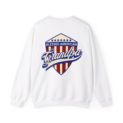 Graphic Blessed American Grandpa  Unisex Crewneck Sweatshirt