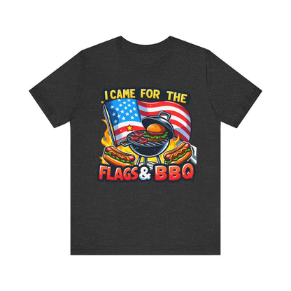 US Flag Day Commemorative Graphic T-shirts, Here for the Flag & BBQ Tee