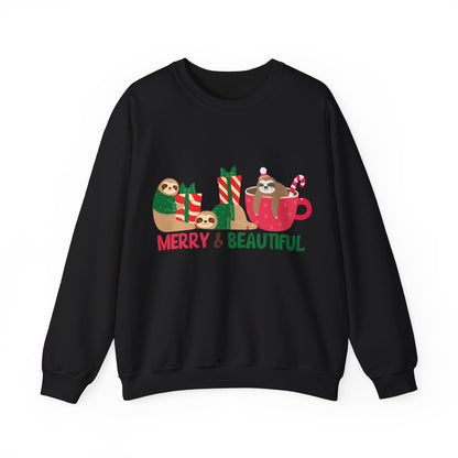 Graphic Designed Holiday Christmas Merry and Bright Unisex Crewneck Sweatshirt