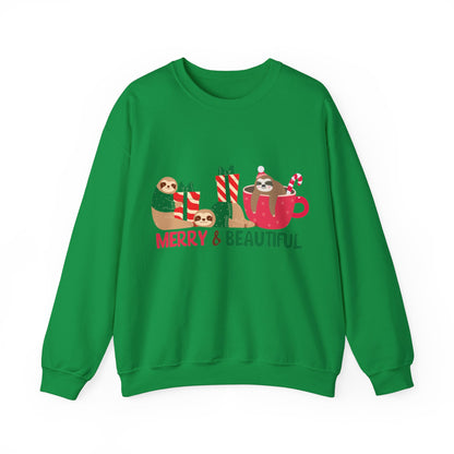 Graphic Designed Holiday Christmas Merry and Bright Unisex Crewneck Sweatshirt
