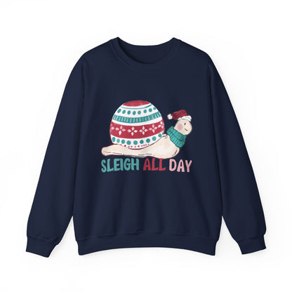 Graphic Designed Holiday Christmas Snowman Sleigh Unisex Crewneck Sweatshirt