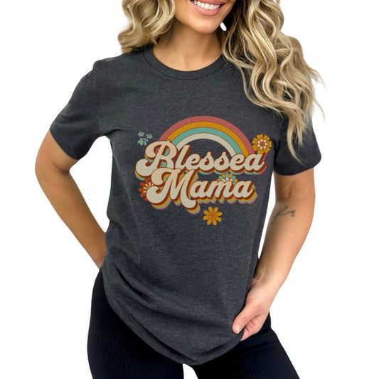 Graphic Blessed Mama Mothers Day Comfort Styled T-shirts