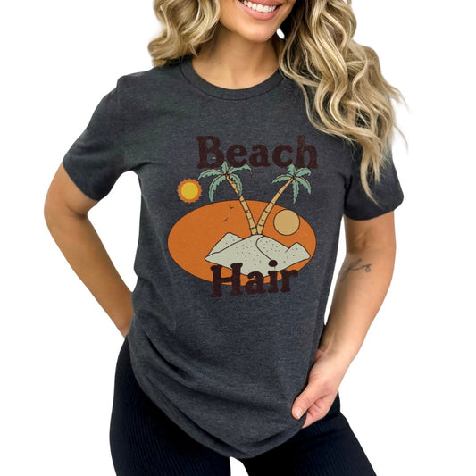 Graphic Summer Vibes Beach Hair Comfort Styled T-shirts