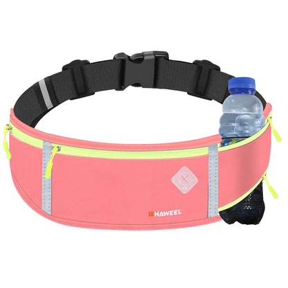 Running Belt with Water Bottle Waist Pack with Reflective Strip Fanny Packs for Women & Men Runners Bag Money Belt Phone Holder for Running Sports Hiking Traveling - Red