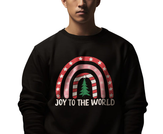 Graphic Designed Holiday Christmas Joy To The World Unisex Crewneck Sweatshirt