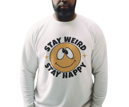 DTG adidas® Unisex Fleece Crewneck Stay Weird Stay Happy Sweatshirt