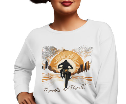 Graphic Designed Throttle and Thrill Bikers Crewneck Sweatshirt