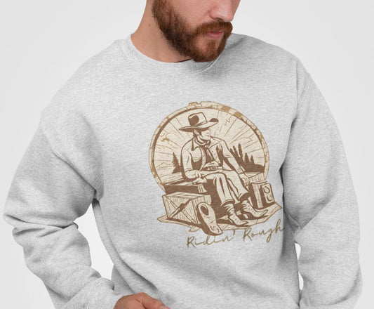 Graphic Designed Holiday Cowboy Riding Rough Unisex Crewneck Sweatshirt