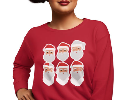 Graphic Designed Holiday Christmas Santa Portraits Crewneck Sweatshirt