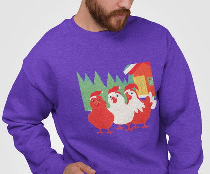 Graphic Designed Holiday Christmas Chicken Unisex Crewneck Sweatshirt